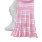 Robe longue moulante en maille rose rayée sans manches à col rond pour femme – Idéale pour l'été, la plage, les vacances, le quotidien ou les soirées