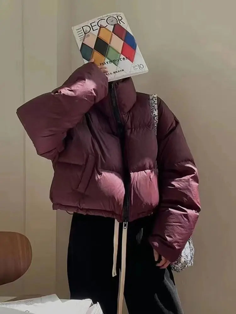 Veste courte rembourrée en coton à col montant pour femme, parkas épaisses, manteau chaud, nouvelle version coréenne, hiver