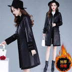 Veste en cuir de longueur moyenne coréenne pour femme, haut en peluche et optique, coupe couvertes, luxe léger, veste amincissante, automne et hiver, nouveau