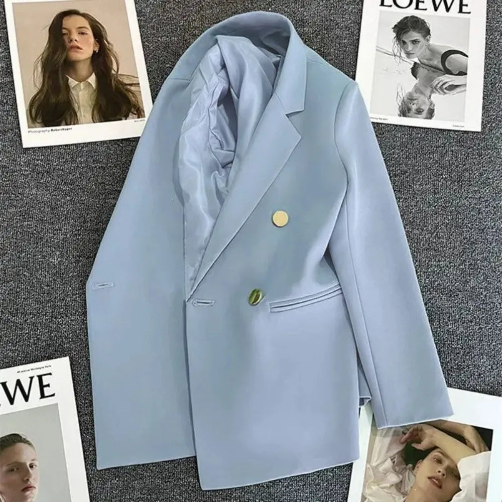 Blazer de Luxe Croisé à Double Boutonnage pour Femme