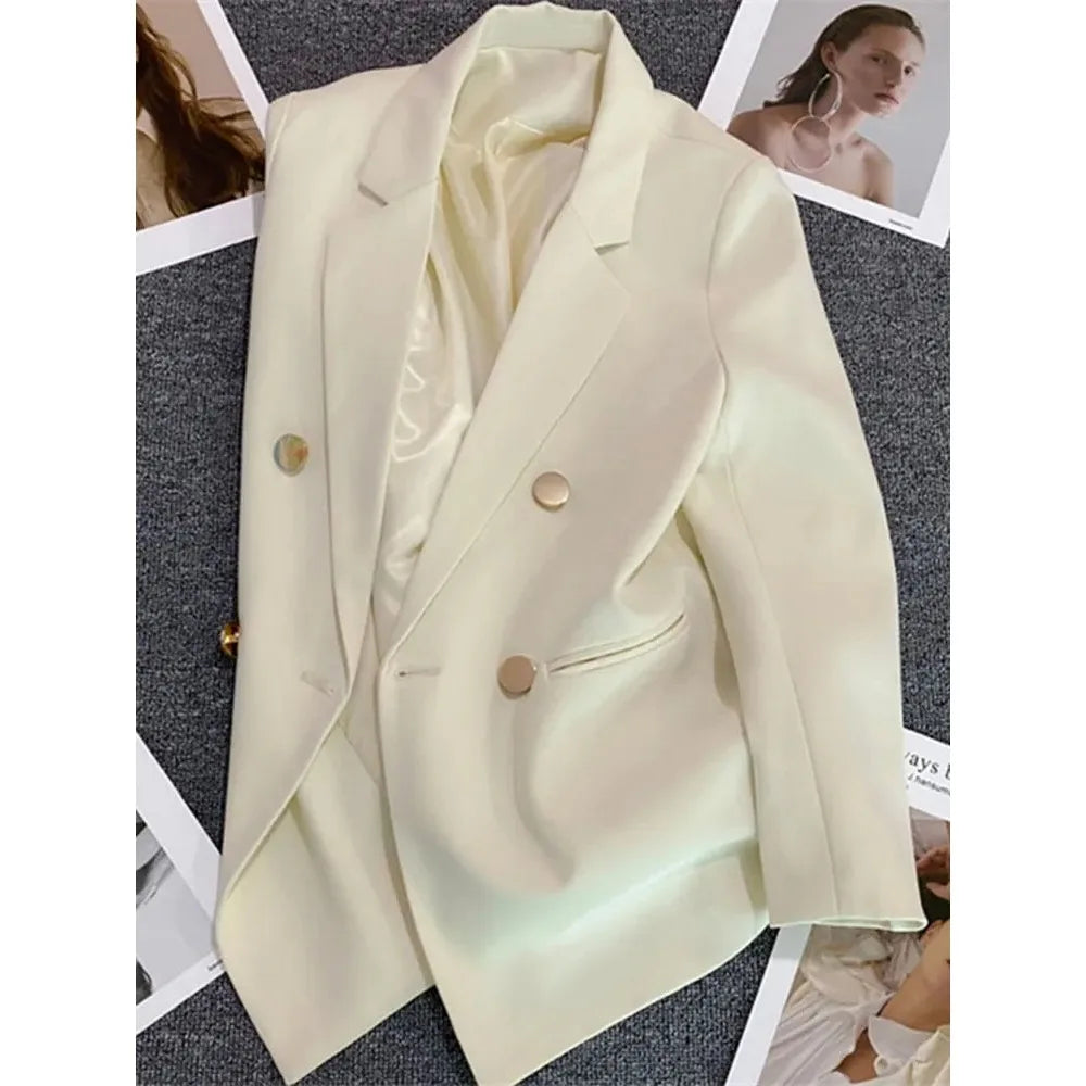 Blazer de Luxe Croisé à Double Boutonnage pour Femme