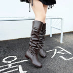 Automne et hiver nouvelles bottes hautes femmes talon De créateur bottes hautes noires bottes en cuir pour femmes grande taille 35-43 Botas De Mujer