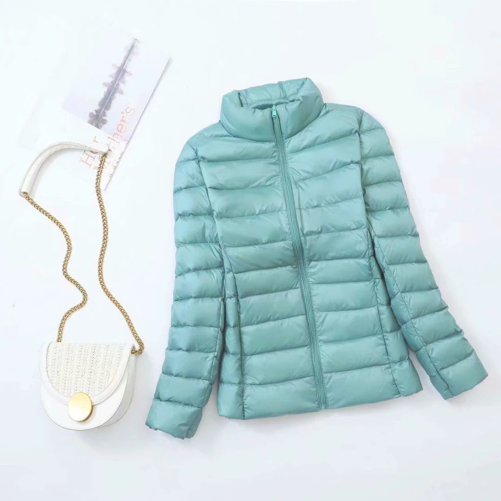 Doudoune Ultra-Légère pour Femme – Manteau Fin en Duvet de Canard Blanc à Capuche & Portable