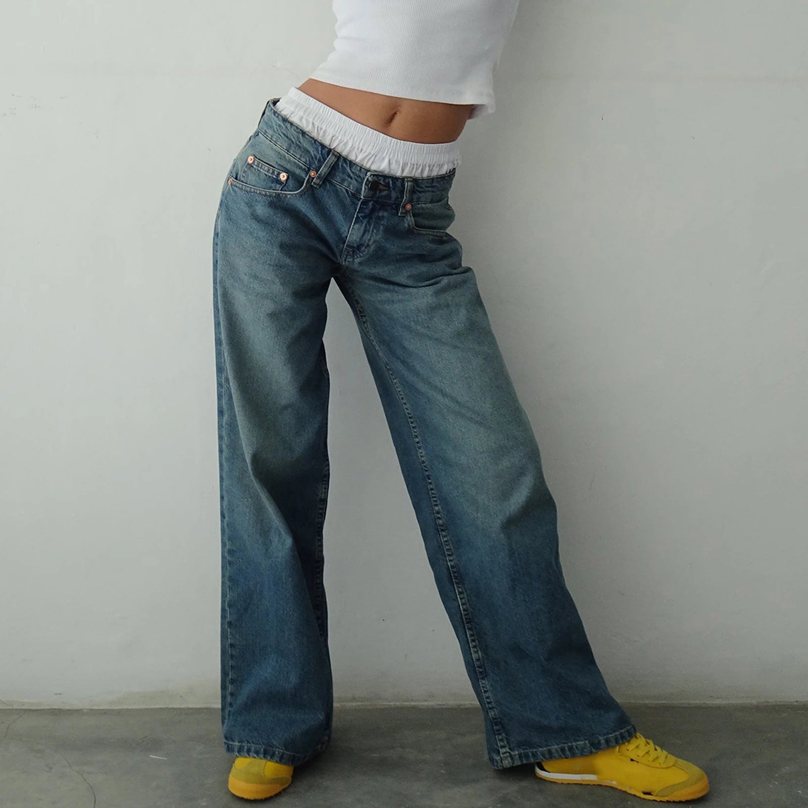 Jean Baggy Y2K pour Femme – Coupe Droit Style Boyfriend & Streetwear
