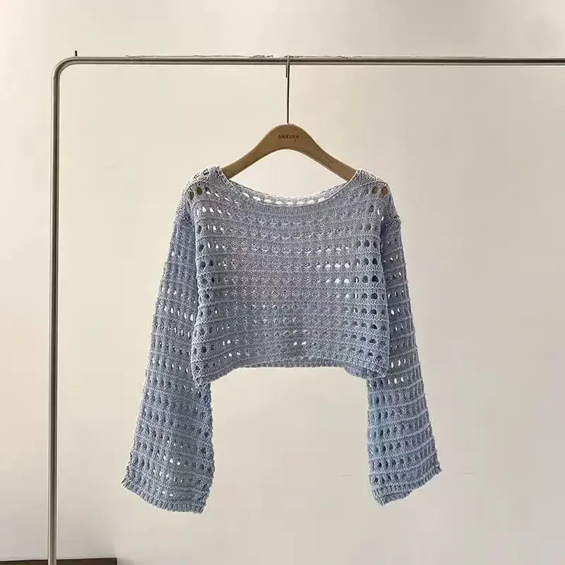 Haut de Plage en Maille Ajourée Style Boho - Crop Top Crochet