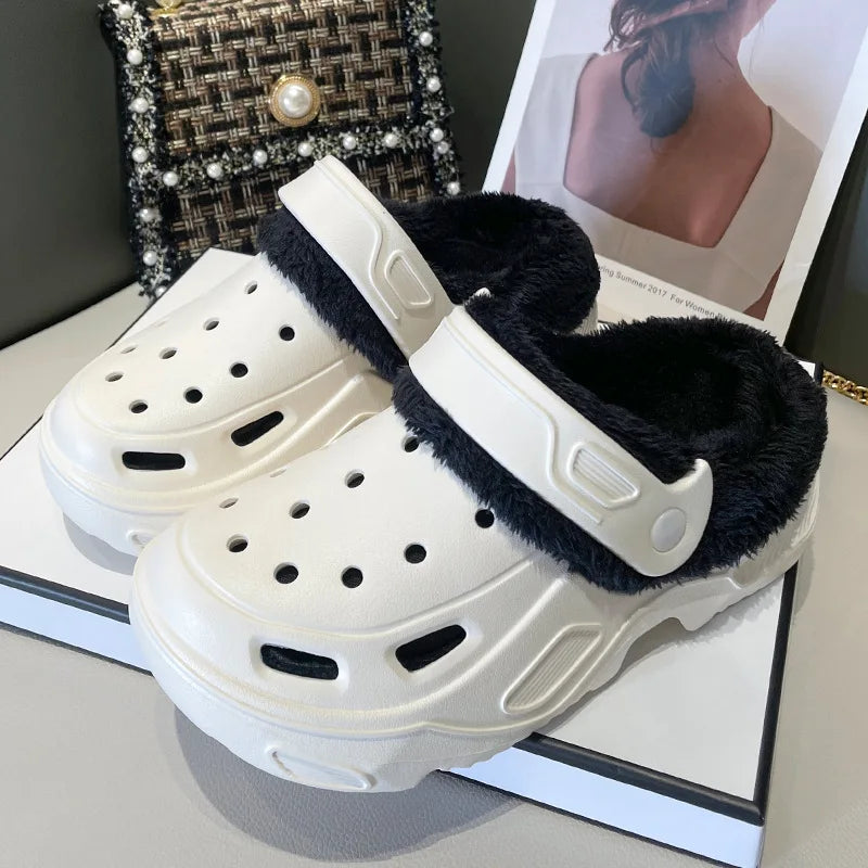 Sabots d'Hiver Doublés en Coton pour Homme et Femme – Confort Chaud & Semelle Épaisse