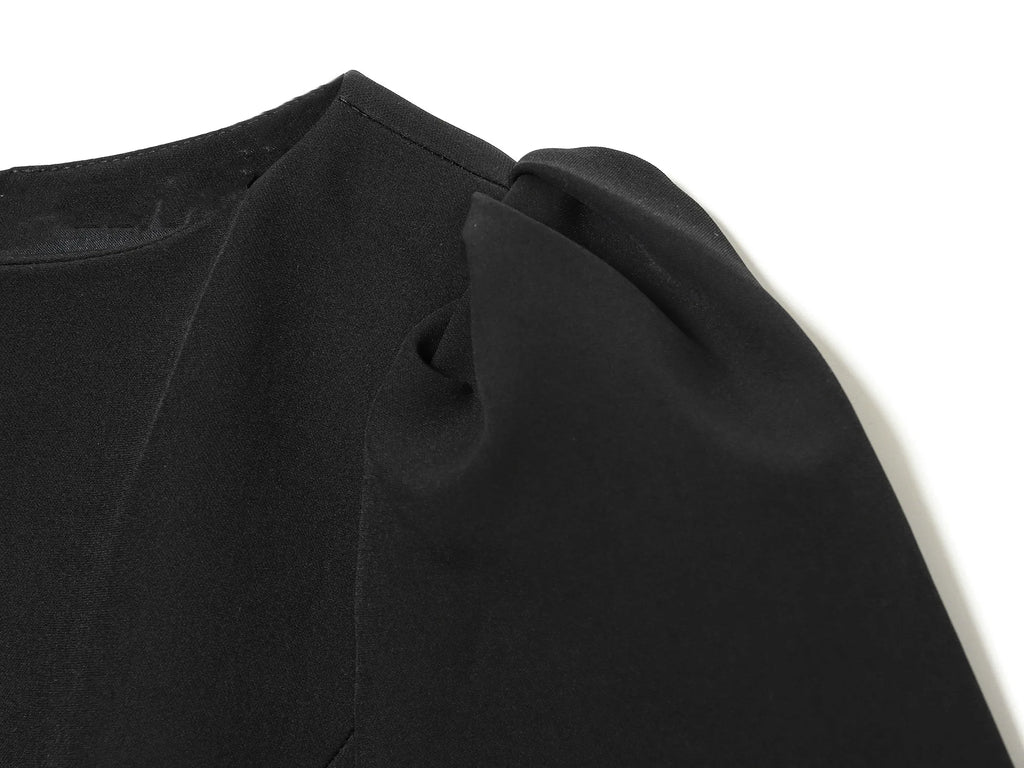Les nouveaux produits pour femmes ETJ 2025 sont élégants et élégants Robe courte à col bateau et manches courtes avec robe noire plissée