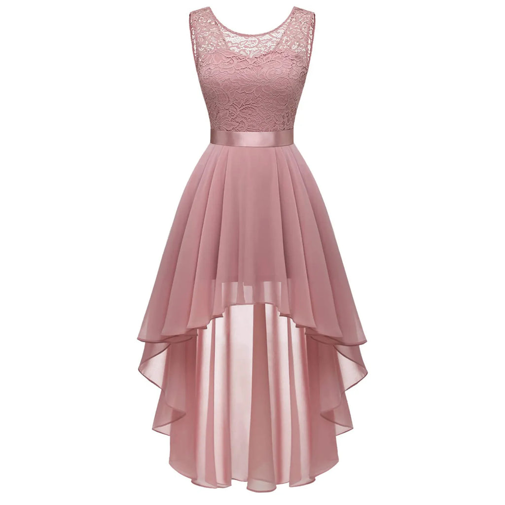 Robe de Soirée Vintage en Dentelle pour Femme – Robe Formelle de Demoiselle d'Honneur avec Ourlet Irrégulier