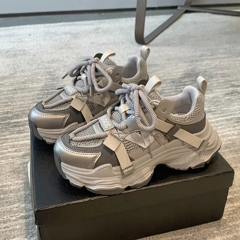 Baskets Épaisses à Plateforme en Maille Respirante – Style Dad Shoes Tendance