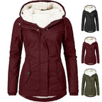 Manteau d'Hiver Épais à Capuche et Poches Amples pour Femme