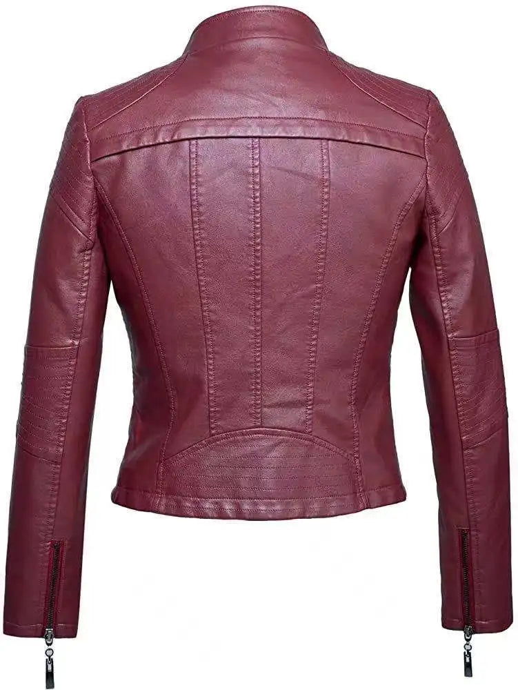 Veste en cuir pour femmes, mode européenne et américaine, moto, Slim, courte, fermeture éclair