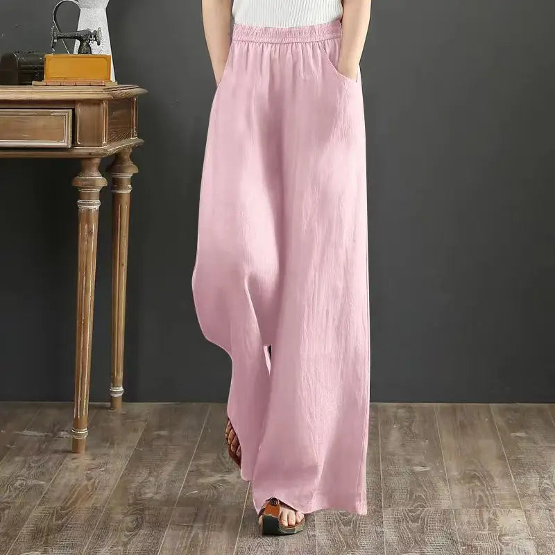 Pantalon en Lin et Coton pour Femme – Coupe Bloomers Fluide et Style Zen