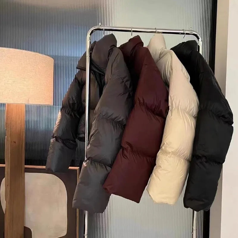 Veste courte rembourrée en coton à col montant pour femme, parkas épaisses, manteau chaud, nouvelle version coréenne, hiver