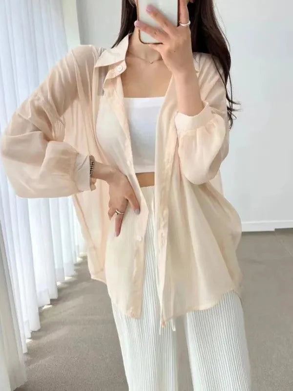 Chemise d'Été en Soie Perlée Rafraîchissante – Protection Solaire et Confort Absolu