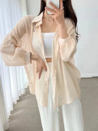 Chemise d'Été en Soie Perlée Rafraîchissante – Protection Solaire et Confort Absolu