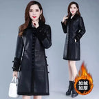 Veste en cuir de longueur moyenne coréenne pour femme, haut en peluche et optique, coupe couvertes, luxe léger, veste amincissante, automne et hiver, nouveau