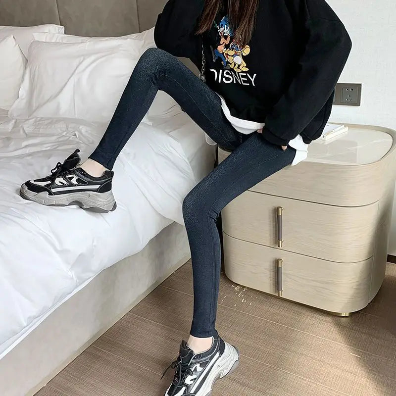 Legging Chaud en Coton Modal & Faux Denim – Haute Élasticité & Confort Slim