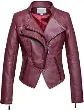Veste en cuir pour femmes, mode européenne et américaine, moto, Slim, courte, fermeture éclair