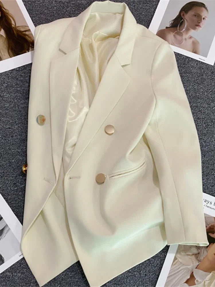 Blazer de Luxe Croisé à Double Boutonnage pour Femme