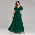Robe de Soirée Grande Taille pour Femme – Robe de Fête Élégante en Mousseline à Col en V et Longueur au Sol