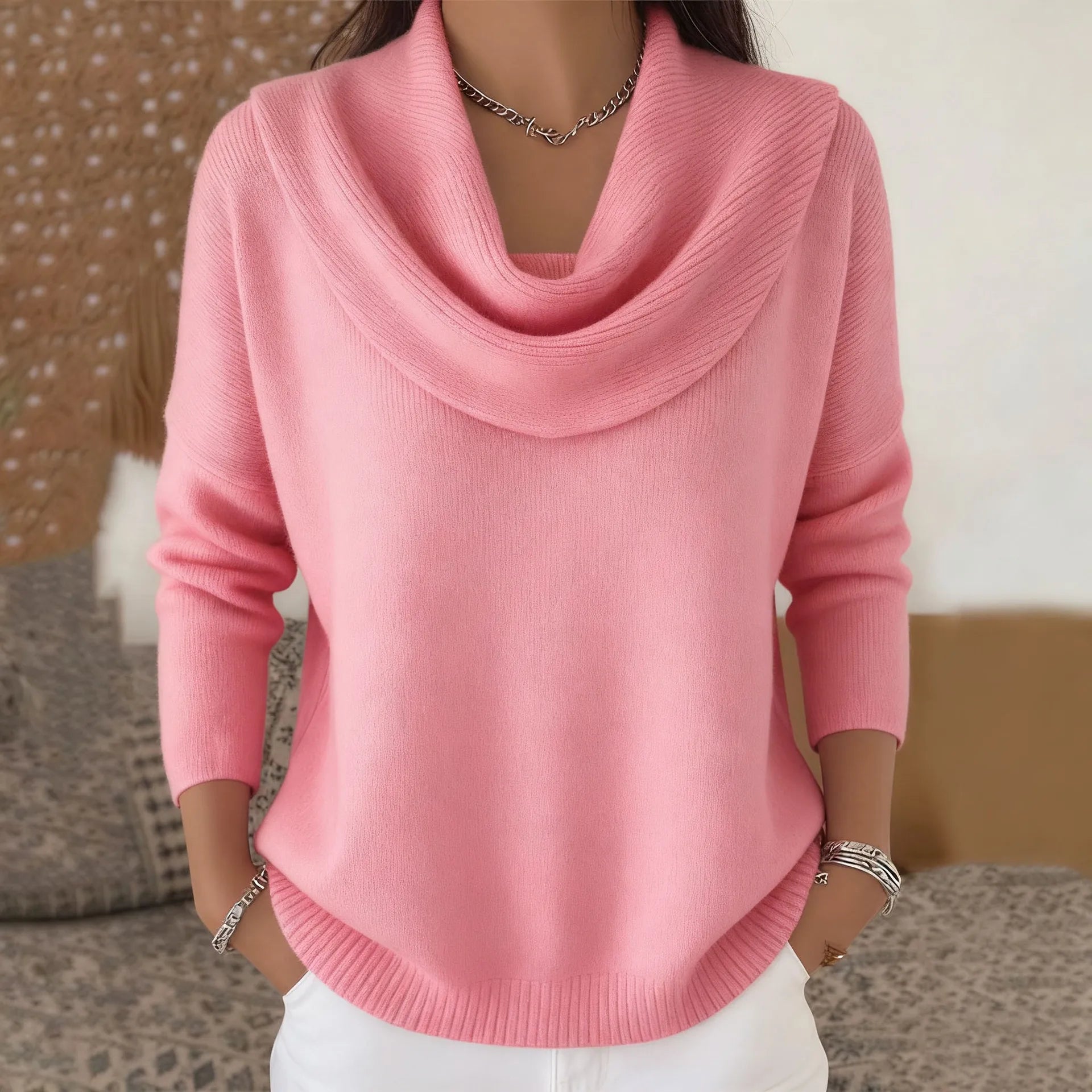 Pull Ample Col U/V Décontracté – Style Casual & Polyvalent