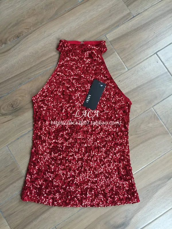 Débardeur Paillettes Femme - Top Clubwear Sexy