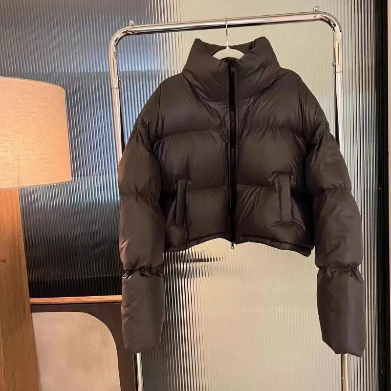 Veste courte rembourrée en coton à col montant pour femme, parkas épaisses, manteau chaud, nouvelle version coréenne, hiver
