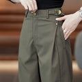Pantalon Large Vert Armée Taille Haute - Style Streetwear Chic
