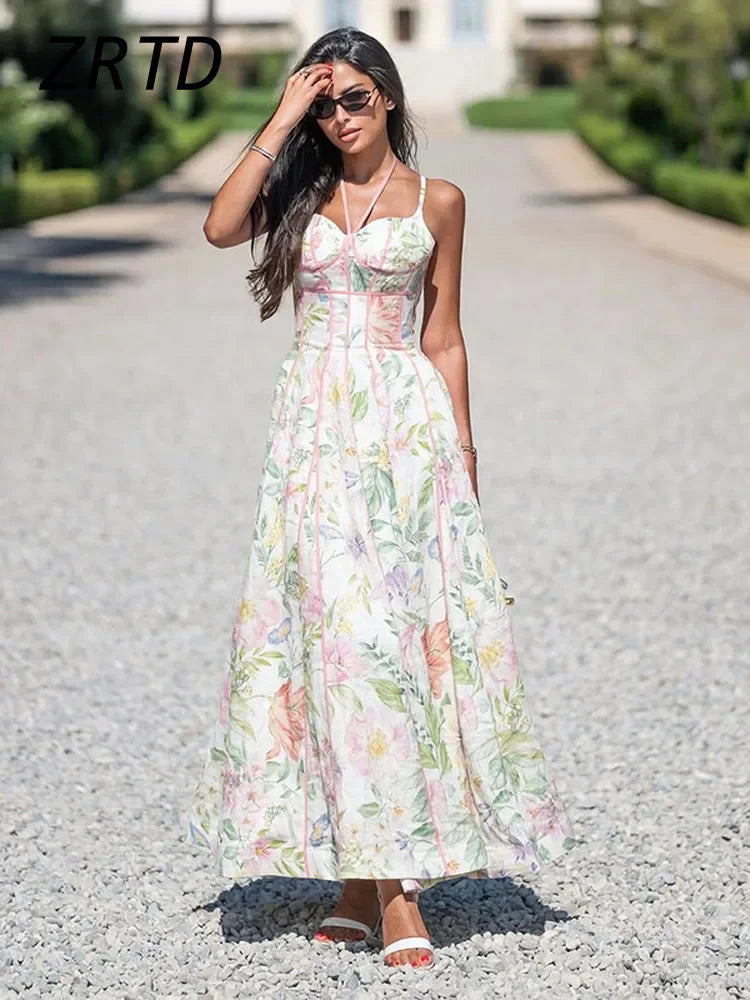 Robe longue à bretelles pour femmes, Sexy, plissée, col en v, dos nu, sans manches, ligne a, Robes de vacances, couleur unie, décontractée, été, 2025
