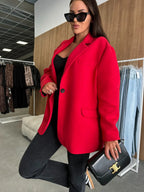 Blazer Oversize Chic à Bouton Unique pour Femme – Veste de Tailleur Fluide Style Bureau et Business Casual