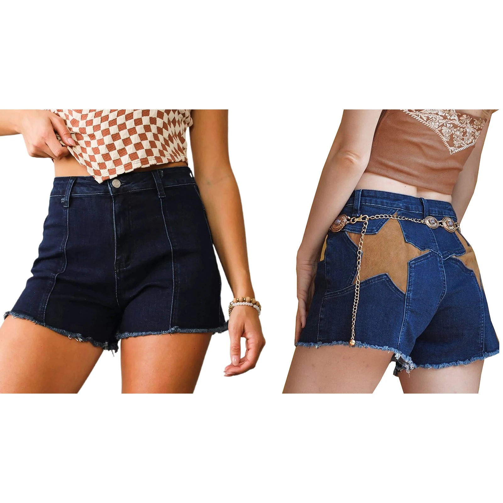 Jean Étoile Y2K Femme - Pantalon Droit & Short Combhasaki
