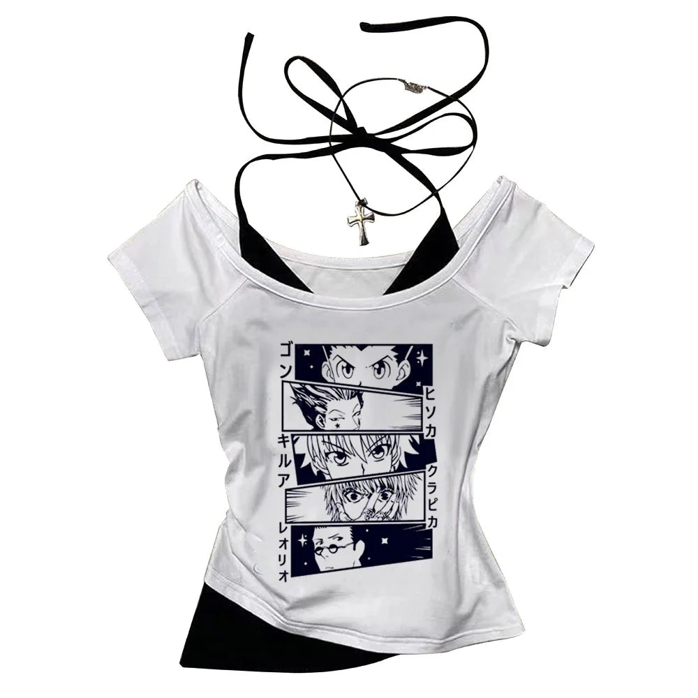 Crop Top Hunter x Hunter - T-Shirt Killua Hisoka Y2K
