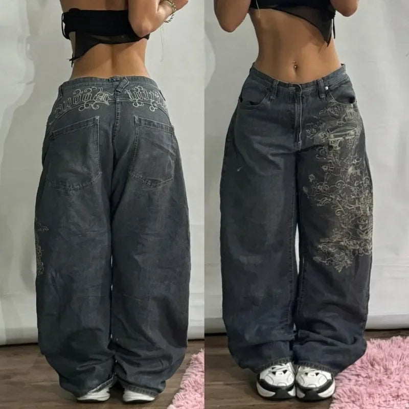 Jean Baggy Oversize Imprimé Y2K – Style Harajuku, Grunge & Hip-Hop