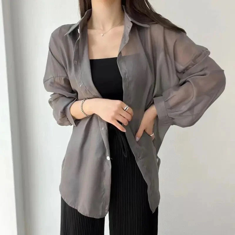 Chemise d'Été en Soie Perlée Rafraîchissante – Protection Solaire et Confort Absolu