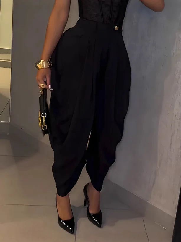 Pantalon Large Taille Haute pour Femme – Style Ample Chic & Décontracté