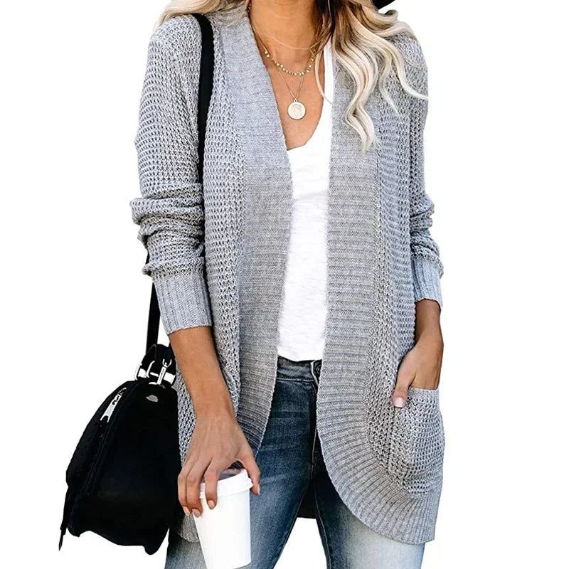 Gilet Long Tricoté Harajuku Streetwear pour Femme - VISIVANE