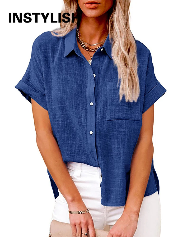 Tunique Oversize en Coton et Lin – Chemisier d'Été Vintage Style Harajuku