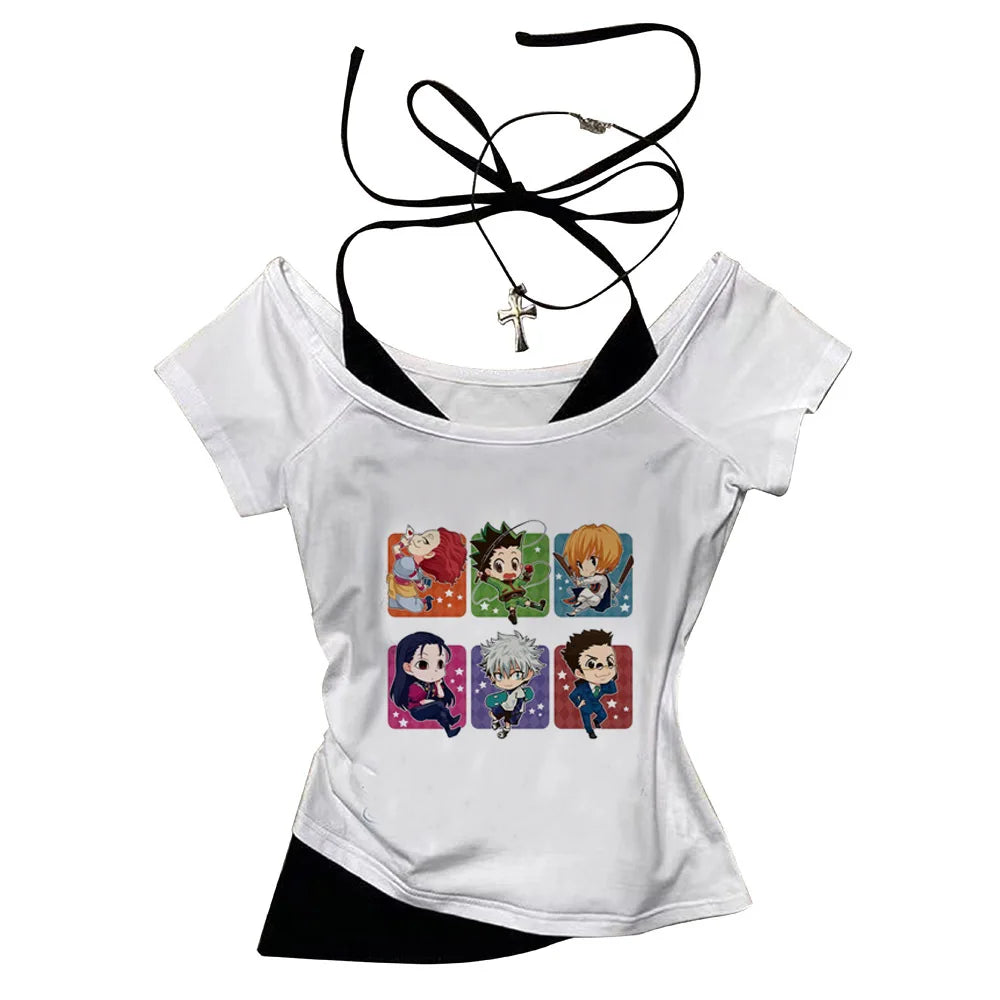Crop Top Hunter x Hunter - T-Shirt Killua Hisoka Y2K