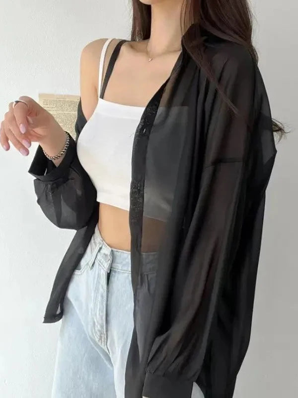 Chemise d'Été en Soie Perlée Rafraîchissante – Protection Solaire et Confort Absolu