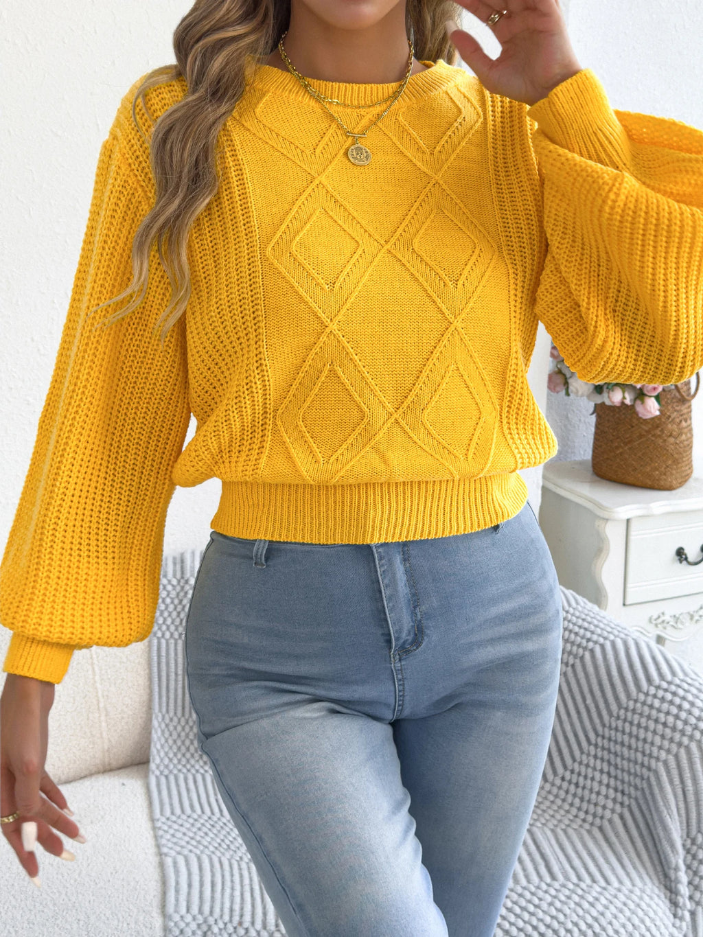 Pull Chaud à Manches Lanternes pour Femme - LUSMAY