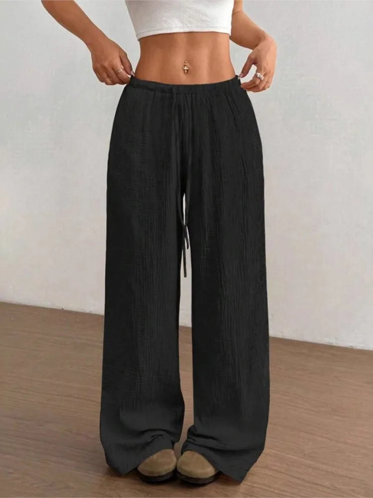 Pantalon Large Fluide à Taille Élastique - Confort Absolu