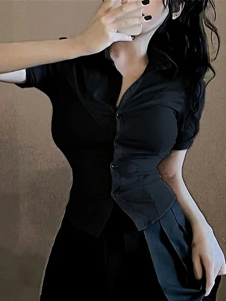 Blouse Courte et Moulante Style Coréen – Haut d'Été Sexy et Élastique