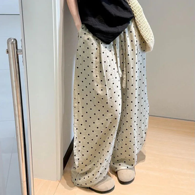 Pantalon Large en Lin à Pois - Look Fluide d'Été