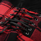 Robe Gothique à Carreaux pour Femme – Robe Asymétrique à Lacets Style Punk Tartan Harajuku
