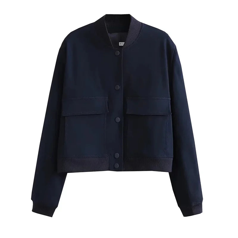 MUJER femmes Bomber veste femmes automne recadrée veste pour femmes 2025 à manches longues aviateur vestes femme mode manteaux courts
