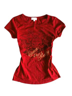 T-Shirt Rouge Grunge Vintage Y2K - Haut Esthétique Gothique