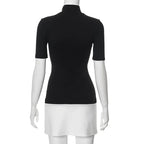 Robe élégante à col roulé pour femmes, demi-manches, mini streetwear, vêtements éducatifs pour femmes, batterie de documents d'abonnés, été, Y2k