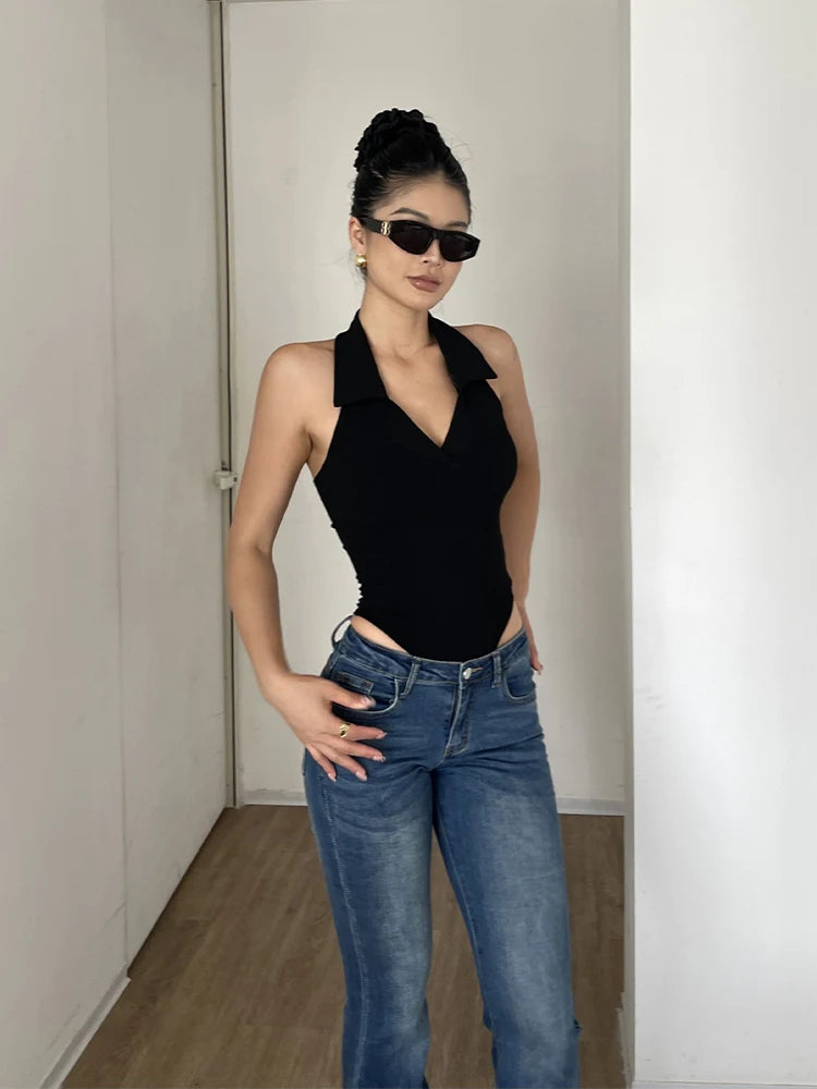 Body Dos Nu en Soie Femme - Top Sexy Slim Womengaga