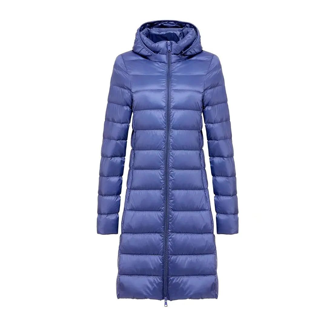 Combinaison à capuche en duvet de canard blanc pour femme, ultra légère, pliable, X-long, mère d'âge moyen, décontracté, nouvelle arrivée, 2024