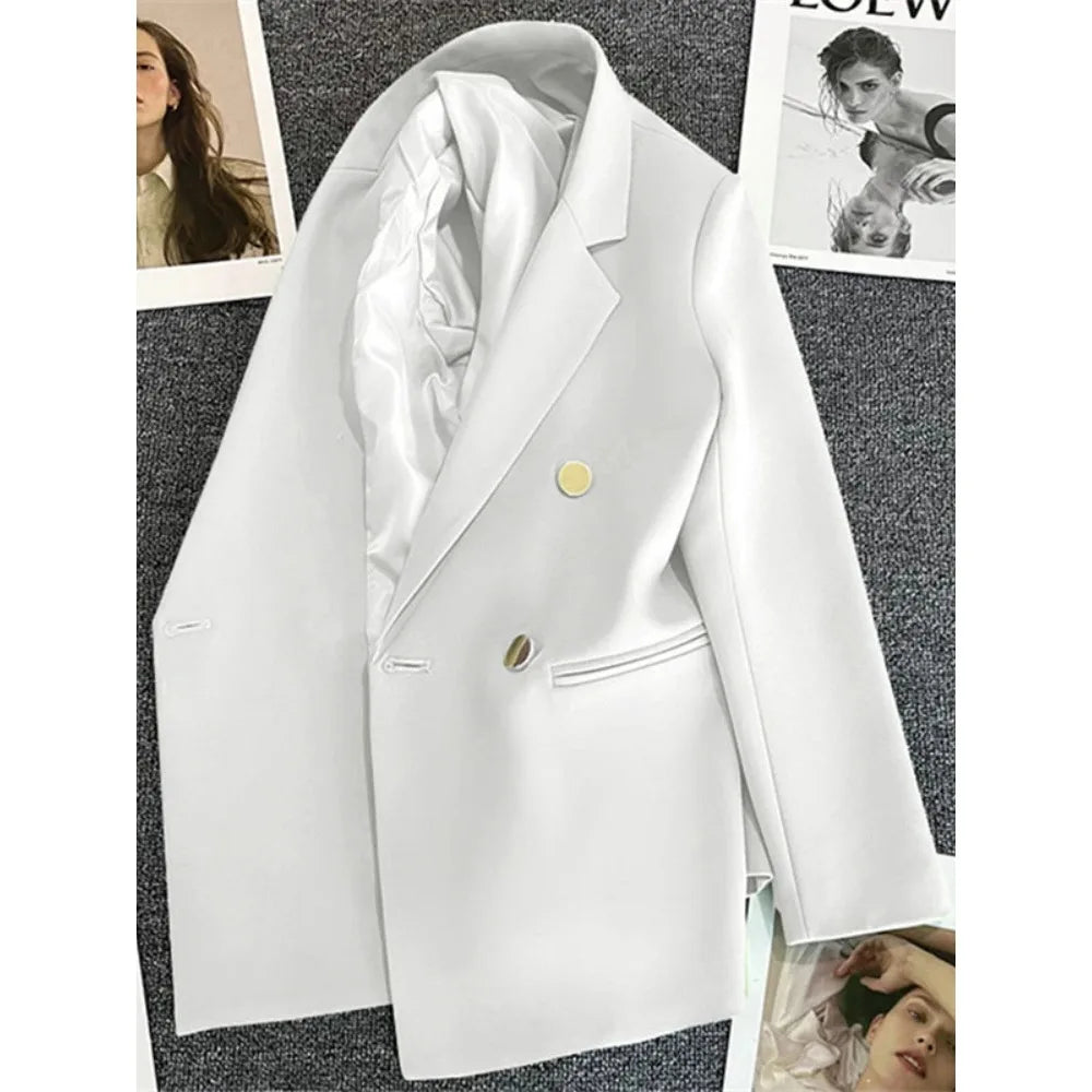 Blazer de Luxe Croisé à Double Boutonnage pour Femme